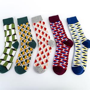 Chaussettes mi-mollet en coton tissé à carreaux rétro, nouvelle mode, tendance décontractée, pour hommes, vente en gros - Product Image 2