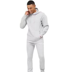 Survêtement à capuche gris clair pour homme, manches longues, couleur unie, décontracté, respirant, en coton, coupe classique - Product Image 1