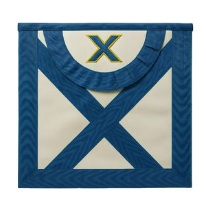 ผ้ากันเปื้อนเมสันหนังแกะพรีเมียม รุ่นดีลักซ์ สีน้ำเงิน สำหรับนายกุญแจแห่งลอดจ์ พร้อมชายครุยปักดิ้นทอง - Product Image 6