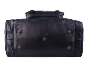 Sac de voyage de luxe en cuir véritable noir, grand sac de sport, sac de week-end, sac de voyage multi-poches, organisateur, polyester rembourré, fermeture éclair - Product Image 3