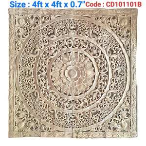 Panneaux muraux carrés en teck gravé de 4 pieds, 100% faits à la main, haute résistance, écologiques, classiques TH - Product Image 5