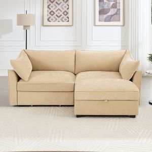Divano a 2 Posti Morbido e Confortevole per Soggiorno con 1 Pouf Mobile e Poggiapiedi, Seduta Ampia e Profonda con Vano Portaoggetti - Product Image 3