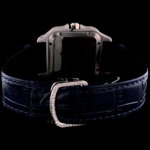 Reloj de Pulsera para Hombre con Caja Cuadrada de Moissanita de Primera Calidad, Correa de Cuero Azul, Elegante y Moderno para Fiestas - Product Image 5