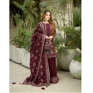 Premium Floral Embroidery Salwar Kameez Winter Slim Fit Casual Party Festival Wedding Wear Stylish Ethnic Faux Georgette Indian - Product Image 2