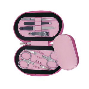 Pink Professional Durable Nail Kit with Stainless Steel Tools 5 in 1 Portable Manicure Set <b>Case</b> for Adults - Product Image 2