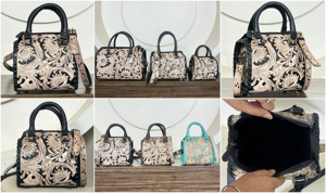 2026 Elegant Hand Tooled Genuine Leather Travel Duffel Bags Trendy Floral Pattern Small crossbody shoulder Speedy Fashion Bags - Product Image 3