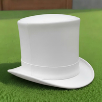 Chapeau haut de forme en cuir blanc fait main de qualité supérieure, style steampunk classique, costume gothique pour mariage ou fête