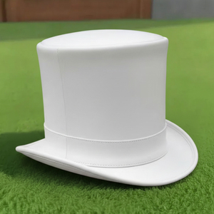 Sombrero de copa de cuero blanco hecho a mano de primera calidad, estilo clásico steampunk, para disfraz, boda o fiesta gótica. - Product Image 3