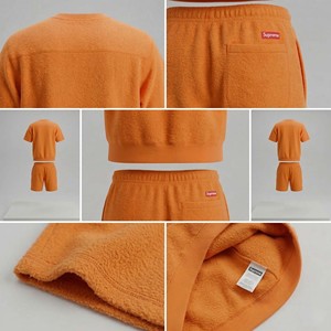 Conjunto de Dos Piezas de Verano para Hombre con Logotipo Personalizado, Camiseta de Manga Corta Transpirable de Felpa y Pantalones Cortos Deportivos Color Naranja - Product Image 3