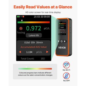 Rilevatore di Radon Portatile per Casa, Facile da Usare, a Batteria, Misura la Qualità dell'Aria da 3,3Bq a 37kBq/m3 - Product Image 3