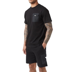 Polyester/Cotton Men's Summer Sportswear 2-Piece T-Shirt & Shorts <b>Set</b> Quick Dry Breathable High Street Style - Product Image 4