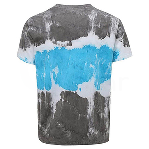 เสื้อยืดแขนสั้นผู้ชาย ลายมัดย้อม คอกลม ผ้าถัก สวมใส่สบาย ทรงปกติ สีเทา-น้ำเงิน - Product Image 6