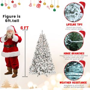 Sapin de Noël artificiel floqué pré-éclairé de 1,80 m avec 350 lumières UL, 36 cônes de pin, 888 pointes givrées, en PE - Product Image 2