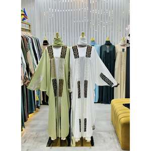 Wholesale Luxury Designer Butterfly Open <b>Abaya</b> with Velvet-Textured Embroidery Comfortable & Stylish for <b>Wedding</b> & Party Wear - Product Image 3