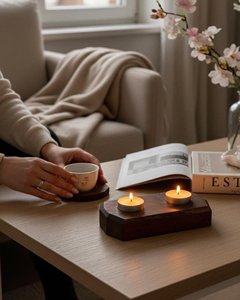 Nordic Style Premium Wooden <b>Tea</b> Light Holder Modern Home Decor Candle <b>Stand</b> with Natural Wood Grain Finish - Product Image 5