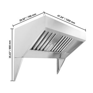 Cappa aspirante professionale da cucina 4FT con griglia a U rimovibile per Food Truck e Rimorchi Concessionari, in acciaio inox 201 per cucina - Product Image 5
