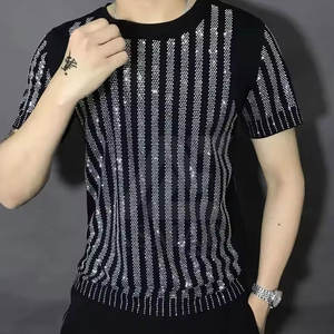 T-shirt pour homme en strass de qualité supérieure, nouveau style, sur mesure, vêtements d'été pour homme, t-shirt en strass - Product Image 2