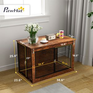 Cuccia per Cani Rettangolare Marrone Rustico con Tetto Apribile e 2 Porte per Cani di Taglia Grande, Stile da Esterno - Product Image 3