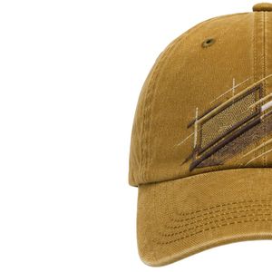 Custom Mustard Vintage Washed <b>Baseball</b> <b>Cap</b> With Geometric Embroidery Curved Brim Adjustable Unisex Custom Logo OEM ODM Dad Hat - Product Image 3