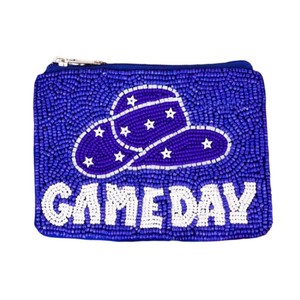 Beaded Game Day <b>Coin</b> <b>Purse</b> With Cowboy Hat Design Zipper Closure Casual Accessory artistry by pr - Product Image 1