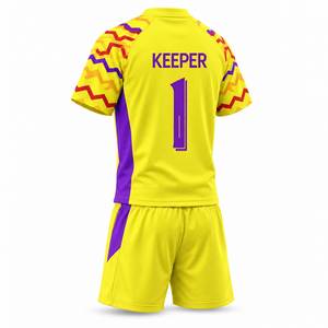 CLAW INTL Ensemble de maillot de football sublimé Jaune et violet à imprimé géométrique Col rond Manches longues Évacuation de l'humidité Respirant Séchage rapide - Product Image 5