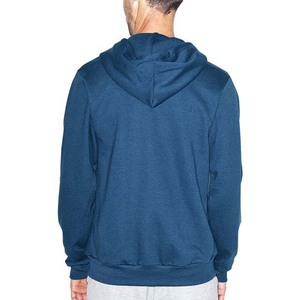 Sweat-shirt à capuche zippé bleu marine pour homme, coupe classique, couleur unie, en coton French Terry, pour l'automne - Product Image 2