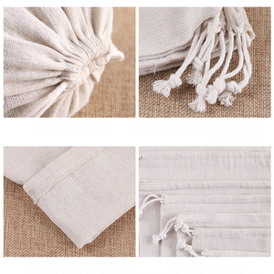 Bolsas de Algodón Natural con Cordón, Ecológicas, de Muselina Tejida, para Regalos y Almacenamiento, Varios Tamaños, Color Natural - Product Image 5