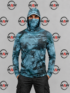 Sweat à capuche de pêche camouflage pour homme MAW, pull-over UPF 50 anti-UV à manches longues avec protection pour le visage - Product Image 5