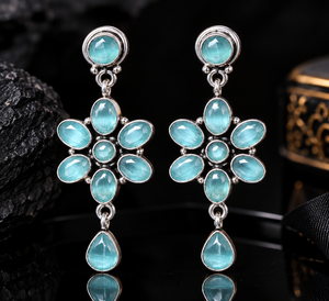 Pendientes Colgantes de Flor Multicolor de Latón Oxidado Plateado para Mujer al por Mayor con Engaste Monalisa |   Joyería Bohemia para Bodas ARTS - Product Image 5