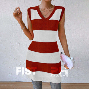 Vestido Ajustado sin Mangas de Acrílico Tejido con Rayas Rosas y Verdes, Personalizado de Alta Calidad OEM ODM para Mujeres y Hermandades - Product Image 4