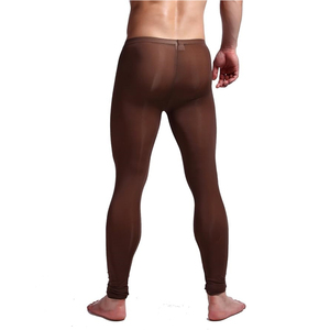 Leggings de Compresión Largos para Hombre, Color Marrón Sólido, Cintura Elástica, Spandex, Poliéster, Secado Rápido, 220g - Product Image 2