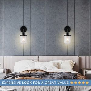 Lampada da Parete Moderna a 1 Luce con Paralume in Vetro Trasparente, Illuminazione Industriale per Interni, Adatta per Bagno, Soggiorno o Camera da Letto - Product Image 6