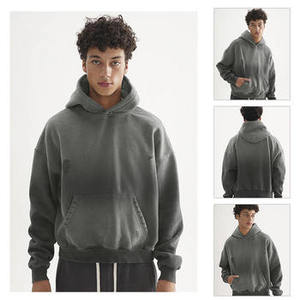 Ensemble de sweats à capuche unisexe en molleton épais, coupe oversize, style vintage, effet délavé soleil et usé, avec logo personnalisé et délavage acide - Product Image 3