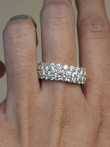 Anillo de Diamantes Cultivados en Laboratorio de 2 Quilates, 3 Filas, Corte Brillante Redondo, Chapado en Oro de 18K, Certificado IGI, Anillo de Lujo para Boda, Aniversario o Fiesta - Product Image 1