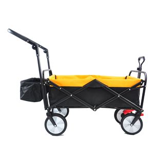 Heavy-Duty Adjustable Handles Portable <b>Folding</b> Garden <b>Wagon</b>-Outdoor Utility Cart with Drink Holder for Camping - Product Image 3