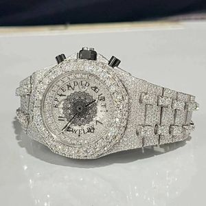 Montre de luxe pour homme avec diamants, bracelet en acier inoxydable, fermoir déployant, mouvement à quartz 20 mm, boîtier argenté - Product Image 6