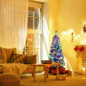 5 Feet Pre-Lit Snow Flocked Christmas <b>Tree</b> with 9 <b>Lighting</b> Modes Elegant Holiday Decoration - Product Image 4
