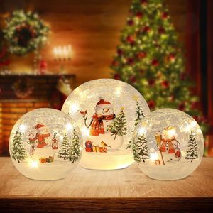 Set di 3 Palline di Vetro Effetto Craquelé con Luci LED, Decorazioni Natalizie per Interni, Casa e Tavola, Ornamenti per Albero di Natale - Product Image 1