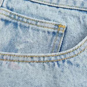 กางเกงยีนส์เดนิมคุณภาพสูงทรงหลวมสำหรับผู้ชาย สีน้ำเงิน ผ้าฝ้ายเดนิม ระบายอากาศได้ดี กางเกงขาสั้นสำหรับผู้ชายเล่นบาสเก็ตบอล กางเกงขาสั้นฤดูร้อนสำหรับผู้ชาย - Product Image 4