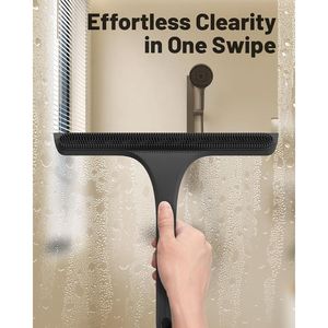 Raschietto doccia in silicone 2-in-1 a doppia faccia con gancio, nucleo in acciaio inossidabile antiruggine, raschietto antigraffio per superfici. - Product Image 2