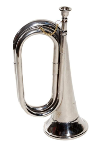 Trompette Bugle en laiton finition chromée, instrument de musique artisanal pour la performance, l'affichage décoratif, les spectacles de fanfare et les cérémonies - Product Image 2