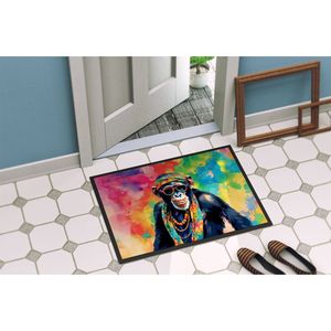 Nouveau Hippie Animal Chimpanzé Paillasson Antidérapant Lavable Low Pile 18H X 27W Intérieur Extérieur Tapis D'entrée pour Porte D'entrée - Product Image 4