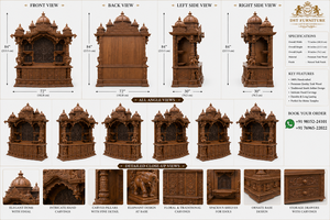 Temple/Mandir de prière en teck de luxe moderne, finition brune exquise, durable, design personnalisé, couleur au choix. - Product Image 6