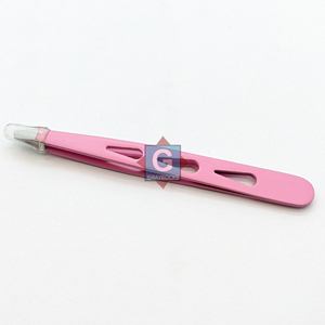 Pinzas Inclinadas de Precisión para Cejas, de Acero Inoxidable, con Logotipo Personalizado, Color Rosa Duradero - Product Image 3