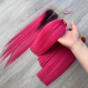 Cabello humano vietnamita liso color rosa claro, de alta calidad, súper doblemente tramado, precio al por mayor. - Product Image 2