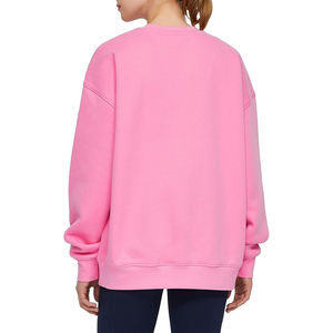Sweat-shirts à col rond en tissu polaire doux pour femmes, couleur rose clair de haute qualité, coupe ample, pull-over d'hiver, impression personnalisée sur le devant - Product Image 3