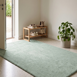 Tapis d'intérieur en laine naturelle, uni, tufté, vert menthe, antidérapant, tapis de sol texturé doux, salon, chambre à coucher, salle à manger, maison moderne - Product Image 1