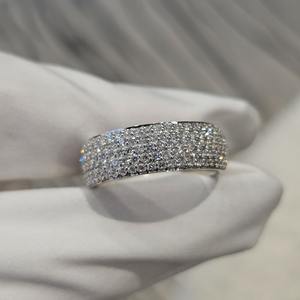 Bague d'éternité unisexe personnalisée en or 14 carats avec diamants de laboratoire taille marquise et pavé en nid d'abeille pour anniversaire et mariage - Product Image 2