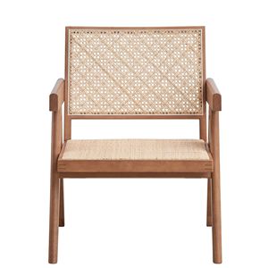 Poltrona beige e naturale con accenti decorativi - Product Image 2
