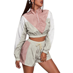 Conjunto de Chaqueta Corta y Pantalones Cortos para Mujer, Estilo Casual de Otoño, Color Sólido, Transpirable, de Poliéster/Nailon, Impermeable, de Secado Rápido - Product Image 6